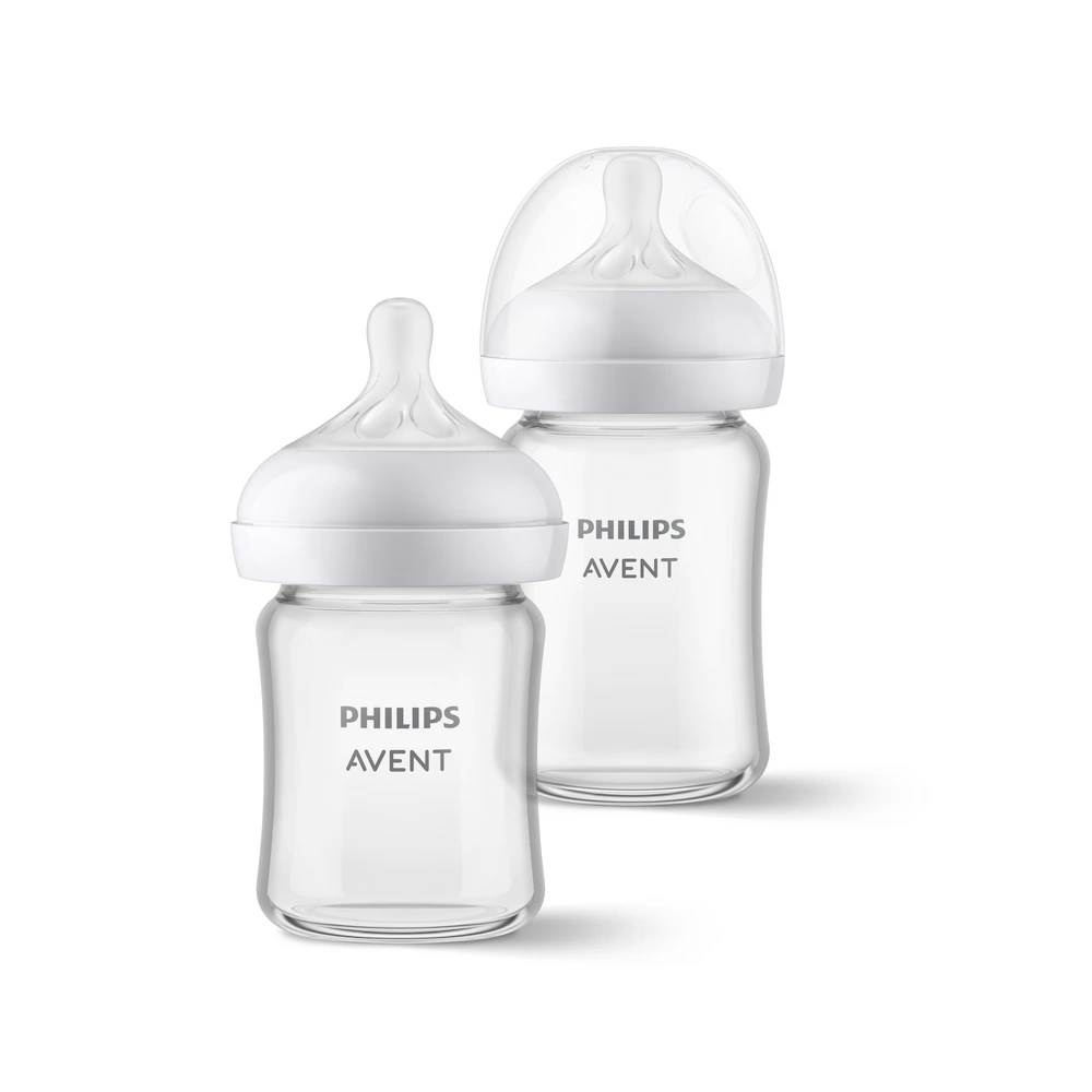 Natural Glass Baby Bottle x 2 (4oz & 6oz) [0m+] SCD878/01